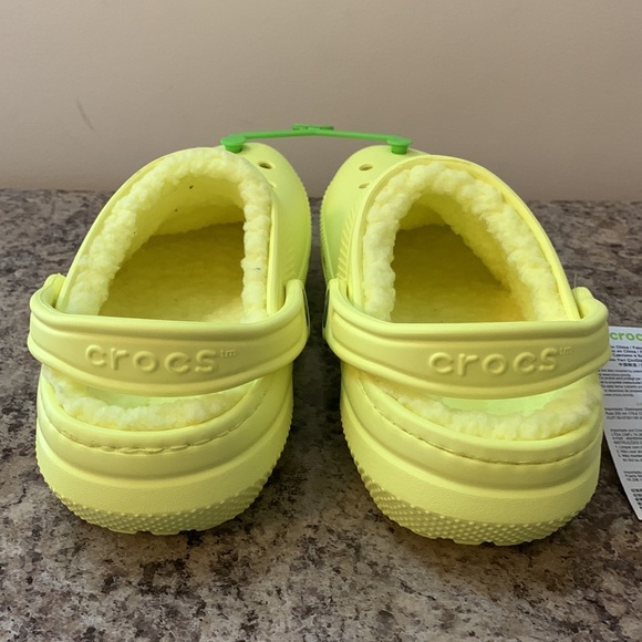 Neon Yellow Fur-Lined Crocs - Picture 10 of 11